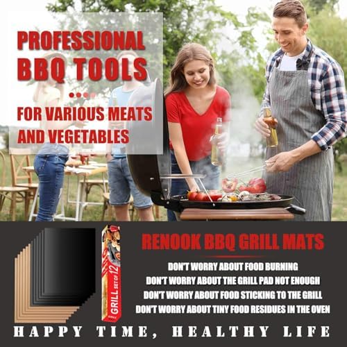 Set of 12 Grill Mats for Outdoor Gas Grill, 15.75 x 13 Inch - Image 2