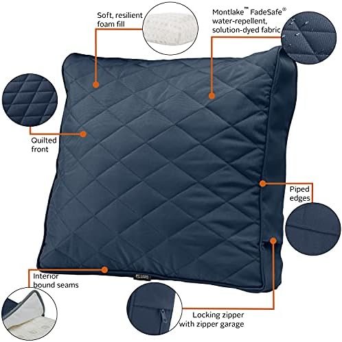 Classic Accessories Montlake FadeSafe FadeSafe Patio Chair/Loveseat Back Quilted Cushion, 21 x 20 x 4 Inch, Navy - Image 3