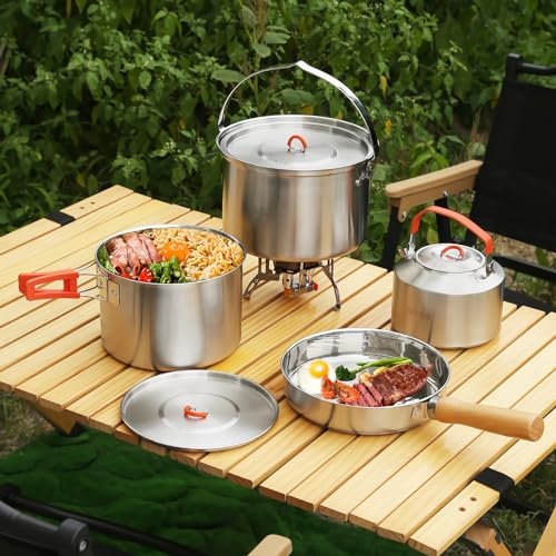 Camping Cookware Set 304 Stainless Steel Camping Pots and Pans Set - Image 5