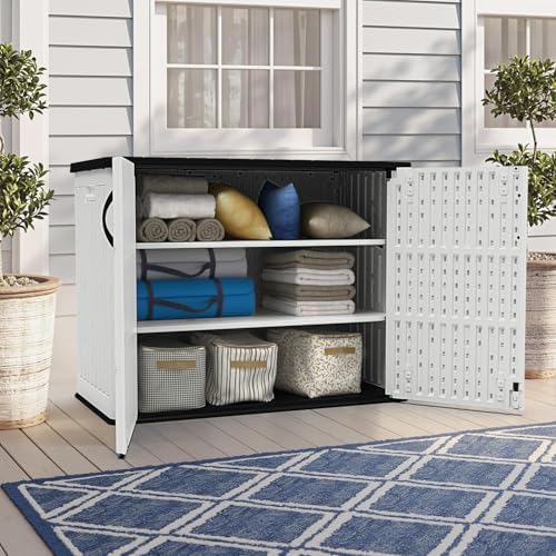 Devoko 26 Cu Ft Resin Outdoor Storage Cabinet, White - Image 3