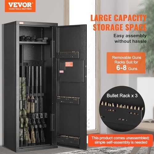 VEVOR Rifle Safe with Digital Keypad up to 8 Gun, Tall Gun Storage Cabinet with Removable Shelf, Quick Access for Home Shotguns and Rifles (Assembly Required) - Image 2