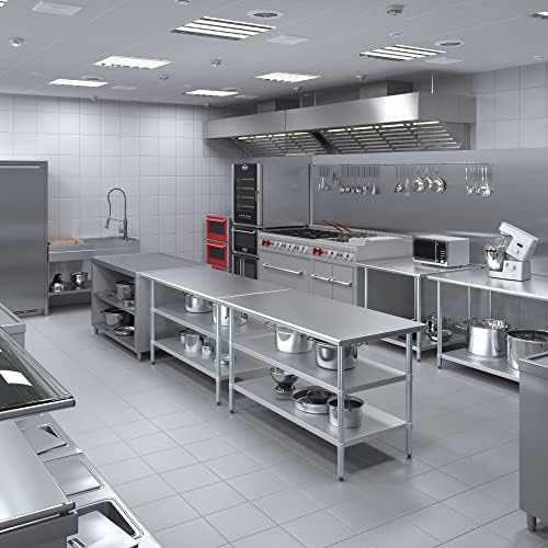 60" x 30" Stainless Steel Work Table with 2 Adjustable Undershelves NSF - Image 4