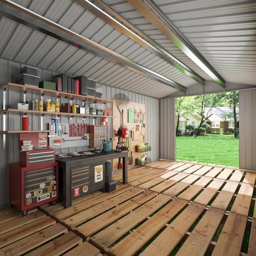 AirWire 10x14 FT Metal Garden Storage Shed with Updated Frame Structure - Image 3
