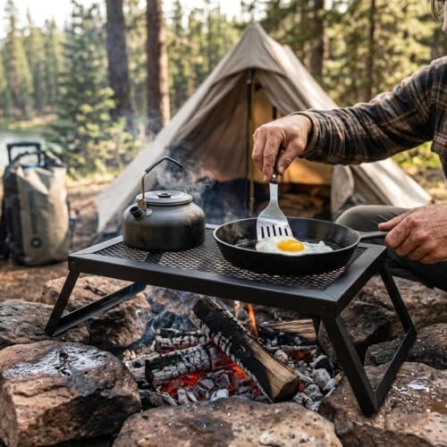 REDCAMP Folding Campfire Grill Grate, Portable Heavy Duty Steel Grate, Fire Pit Grill Grate for Outdoor Camping Cooking BBQ - Image 2