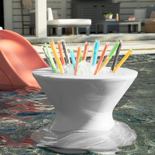 Ledge Lounger - Signature Tall Ice Bin Side Table with Umbrella Hole - Table Only, No Lid - All Weather, Outdoor Ice Chest Cooler Side Table - Water Depths 0-15” - for Pool, Sundeck, Patio - Image 4