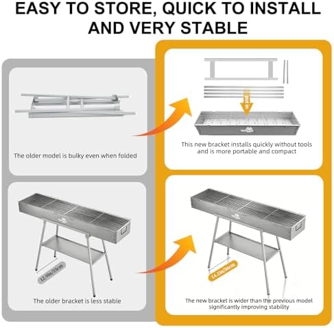 WILLBBQ Charcoal Grill, Portable BBQ Grill with Removable Stand & Shelf - Image 3