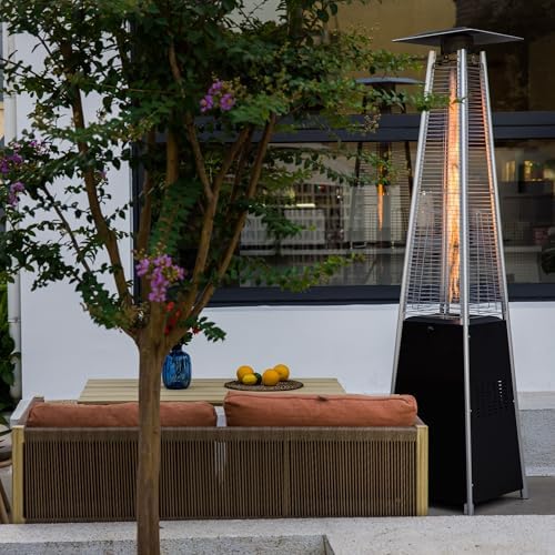 Pyramid Patio Heater,48,000 BTU Outdoor Propane Heater with Glass Tube, Propane Tall Tower Design with Wheels & One-Button Ignition for Backyard, Deck, and Commercial Use - Image 5