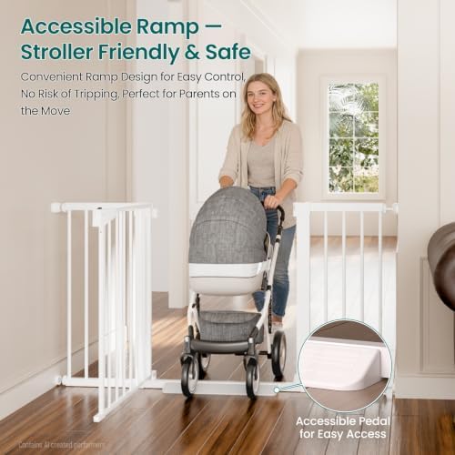 Cumbor 2 Pack 30-54" Baby Gate for Stairs, Auto Close Dog Gate Indoor White - Image 6