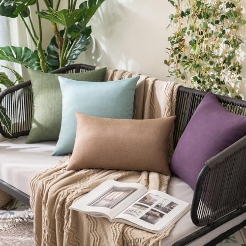 MIULEE Decorative Outdoor Pillow Covers Waterproof 20x20 Gray Green - Image 3