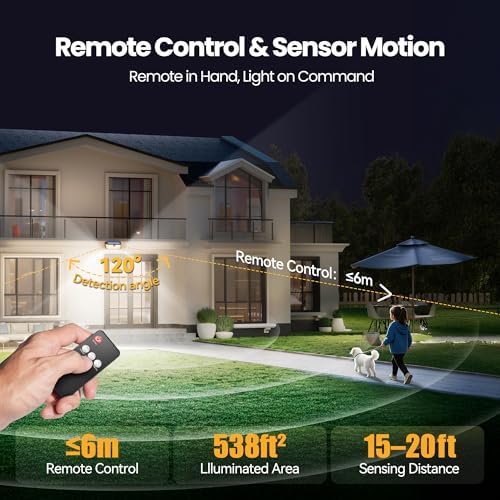 TECKNET 546 LED Motion Sensor Outdoor Lights with Remote Control Hook 2Pack - Image 2