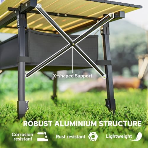 Outsunny 3ft Portable Camping Table Storage Bag Aluminum Lightweight Brown - Image 6