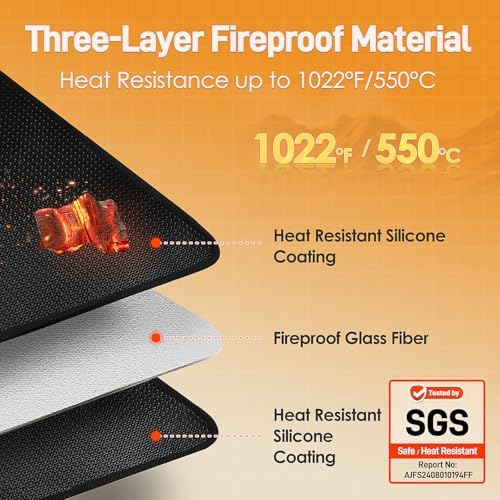 Heat Resistant Mats for Countertop fits Tabletop Grill, 31x24x0.02in, Black - Image 2