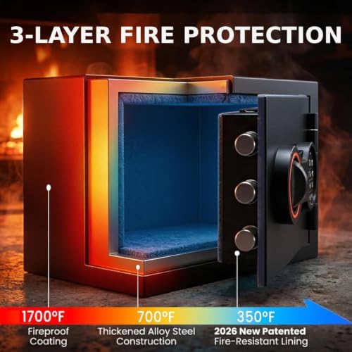 [2026 0.5H 1700°F] Small Fireproof Safe, 22Lbs Heavy Duty Fire Safe Box - Image 5