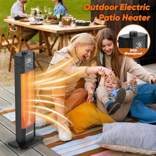 Outdoor Electric Patio Heater, Haimmy 27- inch Outdoor Electric Patio Heater, 1200W Instant Heating, 2 Heat Levels, Tip-Over & Overheat Protection, IPX5 Waterproof Tower Space Heater - Image 7