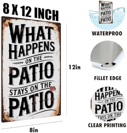 BEASTZHENG Metal Tin Sign Porch Rules Sign Outdoor Tin Plaque Porch Signs Wall Art Porch Rule Wall Decor Relax Rustic Vintage Tin Iron Hanging Gift for Farmhouse Porch Patio Door Decoration - Image 3