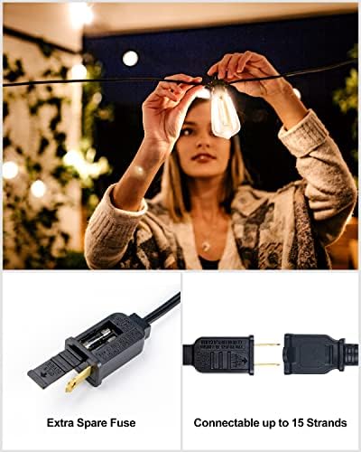 Lightdot 298FT Outdoor String Lights, LED Bistro String Lights with Shatterproof ST38 Vintage Bulbs, 2200K Dimmable, Waterproof Hanging Lights for Porch, Deck, Garden, Backyard, Balcony - ETL Listed - Image 6
