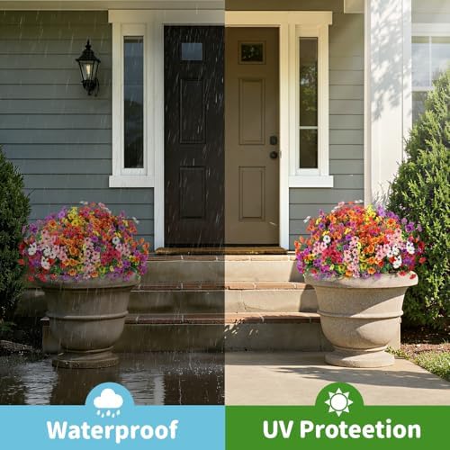 Artificial Outdoor Flowers, UV Resistant Waterproof Faux Plants, 20 Bundles - Image 7