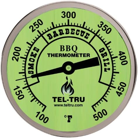 Tel-Tru BQ300 Barbecue Thermometer, 3 inch glow dial with zones, 4 inch stem, 100/500 degrees F by MidwestHearth