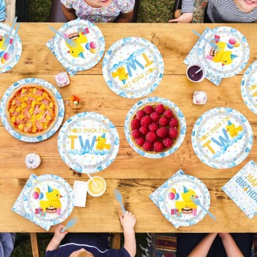 96Pcs Holy Duck Im Two Birthday Party Decorations, Serves 24 - Image 7
