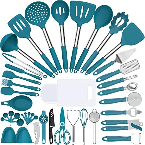 Silicone Kitchen Utensils Set, Umite Chef 43 pcs Cooking Utensils for Nonstick Cookware, Kitchen Tools-Silicone Utensil for Cooking Kitchen Set for Home Kitchen Accessories Set by UmiteChef