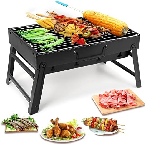 Uten Charcoal Grill, BBQ Grill Folding Portable Lightweight smoker Grill, Barbecue Grill Small desk Tabletop Outdoor Grill for Camping Picnics Garden Beach Party 17''x11.6''x 2.6'' by UTENHOMEGOODSCENTER