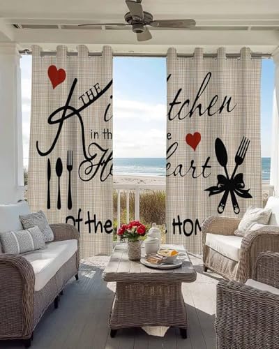 Kitchen Tableware Blackout Curtains 45 Inch Length Knife and Fork Thermal Insulated Window Curtain Window Drapes 2 Panels for Bedroom Living Room 42" Wx45 L - Image 3