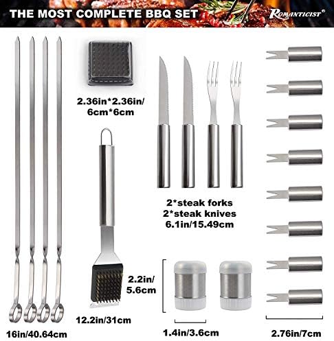 ROMANTICIST 28pcs BBQ Accessories Set with Thermometer - The Very Best Grill Gift on Birthday Wedding - Heavy Duty Stainless Steel Grill Set in Case for Outdoor Cooking Camping Grilling Smoking - Image 3