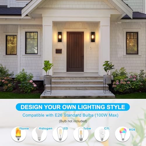 VerRon Outdoor Wall Light Fixtures, Modern Exterior Wall Lanterns, 2-Pack - Image 4
