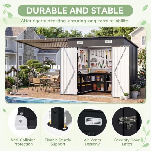 6x4FT Outdoor Storage Shed & Hardtop Gazebo Combo - Image 3