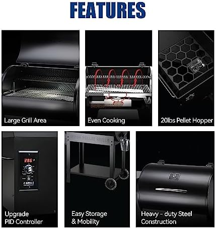 Z GRILLS Pellet Smoker Grill with PID Control, Rain Cover, 700 sq. in Cooking Area for Outdoor BBQ, ZPG-7002B - Image 5