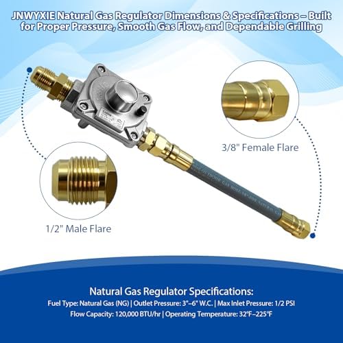 97352 98523 Natural Gas Conversion Kit for Monument Grills 41847NG, 77352NG & Denali 605, Propane to Natural Gas Conversion Kit w/CSA 10Ft 1/2" ID Natural Gas Hose, Regulator, Quick Connect Fittings. - Image 6