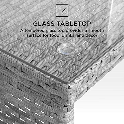Best Choice Products 4-Piece Outdoor Wicker Patio Conversation Furniture Set for Backyard w/Coffee Table, Seat Cushions - Gray/Gray - Image 4