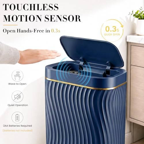 Ogikey Bathroom Small Trash Can with Automatic Touchless Lid, 2.6 Gallon Smart Garbage Can Narrow Waterproof Trash Bin for Bedroom, Office, Living Room - Image 3