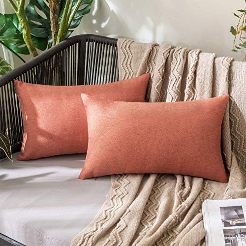 MIULEE Decorative Outdoor Pillow Covers Lumbar Waterproof 12x20 Coral Red by MIULEE