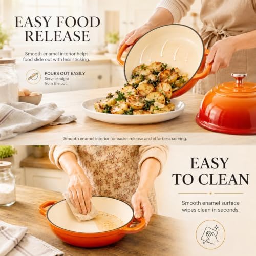 Enameled Cast Iron Dutch Oven with Lid, 5QT Dutch Oven for Bread Baking - Image 5