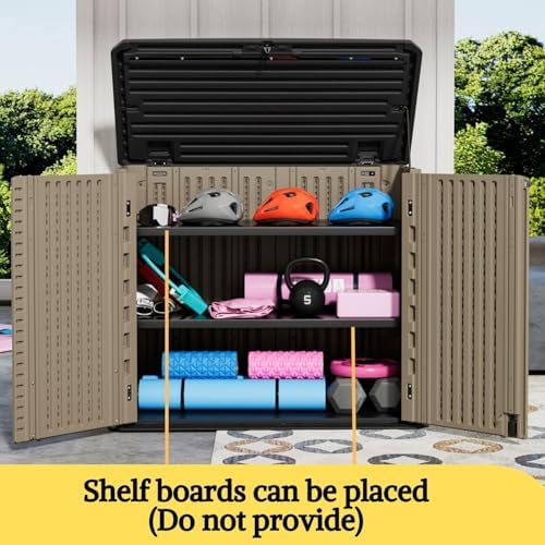 ZZM 4x2.5 FT Outdoor Storage Shed, Resin Waterproof Storage Cabinet for Garden Tools with Lockable Lid,Latch (Coffee) - Image 2