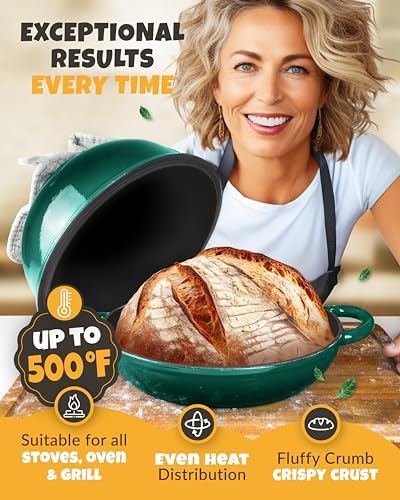 CRUSTLOVE 5 QT Enameled Dutch Oven for Bread Baking with Lid & Starter Kit - Image 6