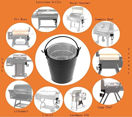 15-Pack Liners & Replacement Traeger HDW152 Drip Grease Bucket for Traeger 20/22/34, Pit Boss, etc Pellets Smoke (Black 15) - Image 5