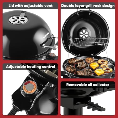 Electric Grill, CUSIMAX Electric Indoor/Outdoor Grill, 1600W Portable BBQ - Image 4