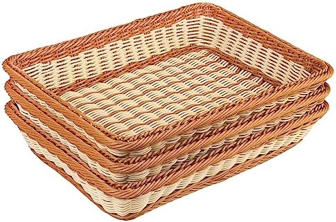 3 PCS 16 Inch Wicker Bread Basket, Woven Serving Basket, Tabletop Food Serving Basket for Restaurant, Bakery, Family Party, Hotel Serving, Fruits, Vegetables and Snacks, by GNIEMCKIN - Image 4