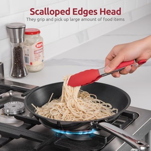 U-Taste Kitchen Tong for Cooking, 600ºF Heat-Resistant Silicone, 7in/Red - Image 4