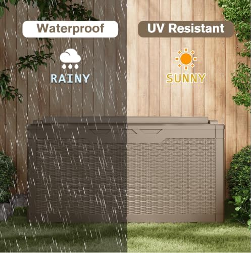 JUMMICO 100 Gallon with Cushion Deck Box, Waterproof Outdoor Storage Box - Image 7