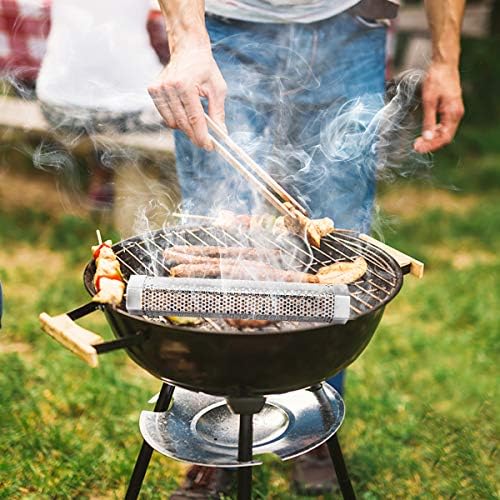 2 Pack 12'' Stainless Steel Pellet Smoker Tube, with Brush and Hooks - Image 6