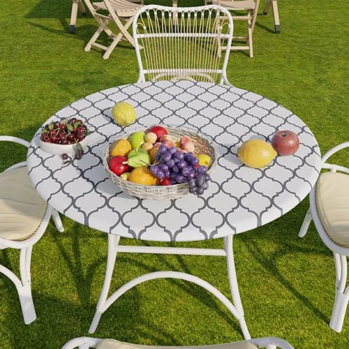 Romanstile Round Fitted Vinyl Tablecloth with Elastic Edge 100% Waterproof - Image 5