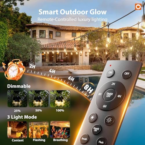 addlon 200FT Outdoor String Lights with Remote Dimmable Waterproof Patio - Image 2