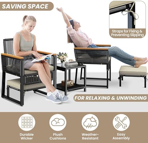 Yaheetech 5-Piece Outdoor Conversation Set, Wicker Patio Furniture Set - Image 2