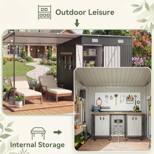6x4FT Outdoor Storage Shed & Hardtop Gazebo Combo - Image 4