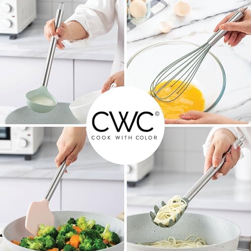 COOK WITH COLOR Silicone Cooking Utensils, Kitchen Utensil Set, Easy to Clean Silicone Kitchen Utensils, Cooking Utensils for Nonstick Cookware, Kitchen Gadgets Set, 38 Piece, Mint - Image 4