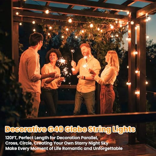 120FT Outdoor G40 LED Globe String Lights Dimmable Waterproof Shatterproof - Image 5