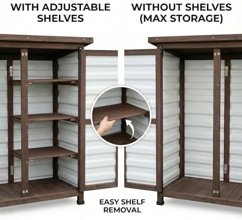 Small Fir Wood Outdoor Storage Cabinet, Weatherproof Garden Shed - Image 4